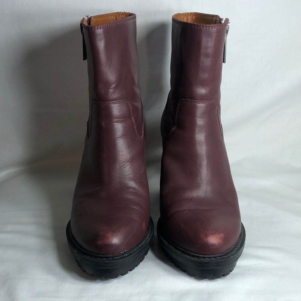 Lucky Brand Women's Wine Leather Block Heel Ankle Bajax Boots, Size 8 1/2M - Picture 3 of 11